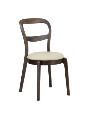 Sedia in legno pregiato con seduta in similpelle colore Beige modello Piave Totò Piccinni