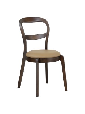 Sedia in legno pregiato con seduta in similpelle colore Marrone modello Piave Totò Piccinni