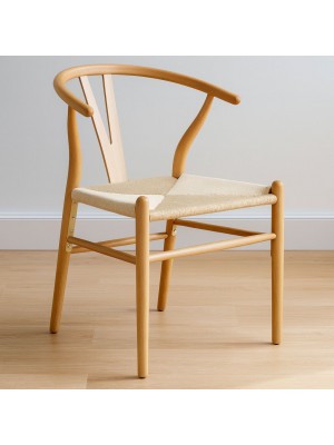 Vista ambientata Sedia in legno colore Naturale con braccioli e schienale ergonomico modello Nordica Totò Piccinni