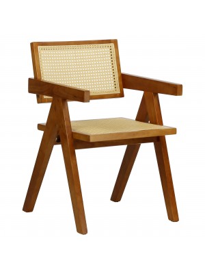 Sedia in legno DALY con seduta e schienale in paglia