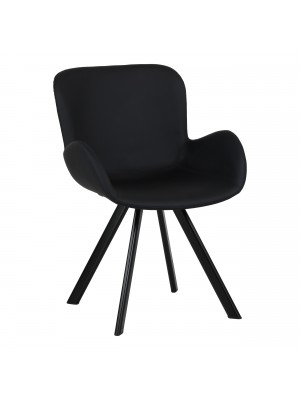 Poltroncina in Similpelle imbottita colore Nero con gambe in metallo  modello Giove Totò Piccinni