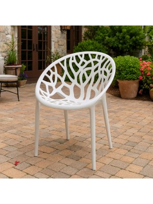 Vista ambientata Sedia poltroncina in polipropilene colore Bianco moderna design impilabile modello Jungle Totò Piccinni