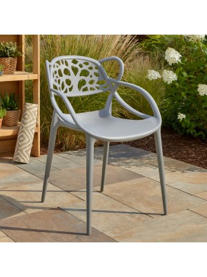 Vista ambientata Sedia Design in Polipropilene Grigio - Totò Piccinni Infinity Timber vista obliqua