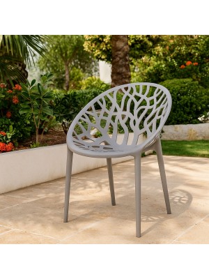 Vista ambientata Sedia poltroncina in polipropilene colore Grigio moderna design impilabile modello Jungle Totò Piccinni