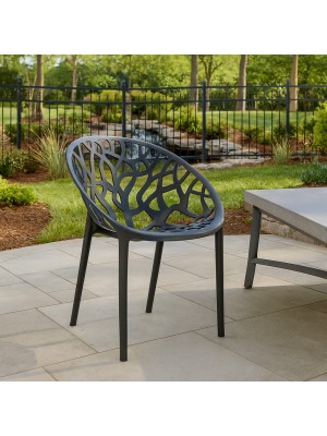 Vista ambientata Sedia poltroncina in polipropilene colore Nero moderna design impilabile modello Jungle Totò Piccinni