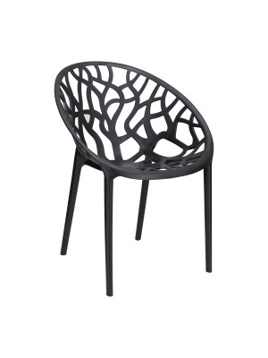 Sedia poltroncina in polipropilene colore Nero moderna design impilabile modello Jungle Totò Piccinni