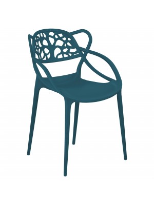 Sedia Design in Polipropilene Petrolio - Totò Piccinni Infinity Timber vista obliqua