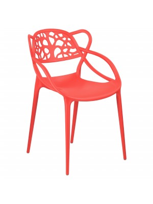 Sedia Infinity Timber in Polipropilene, Moderne Design impilabile (Rosso)
