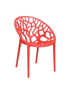 Sedia Poltroncina Jungle in Polipropilene Moderna Design Impilabile (Rosso)