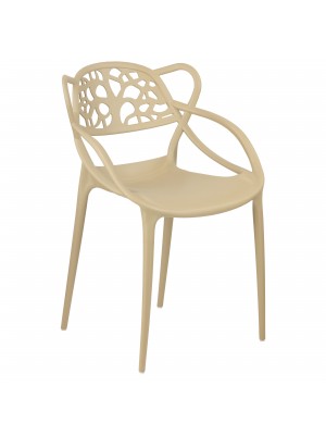 Sedia Infinity Timber in Polipropilene, Moderne Design impilabile (Sabbia)