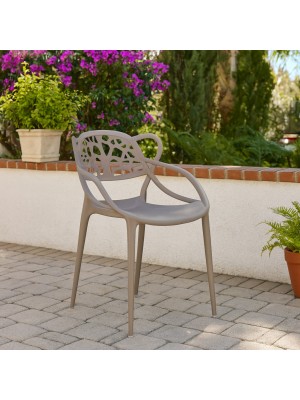 Vista ambientata Sedia Design in Polipropilene Tortora - Totò Piccinni Infinity Timber vista obliqua