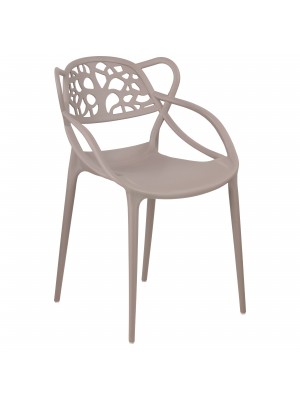 Sedia Design in Polipropilene Tortora - Totò Piccinni Infinity Timber vista obliqua