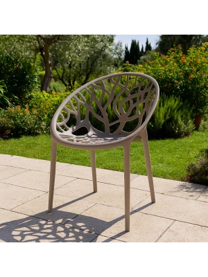 Vista ambientata Sedia poltroncina in polipropilene colore Tortora moderna design impilabile modello Jungle Totò Piccinni