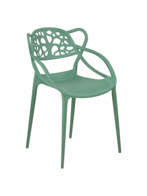 Sedia Design in Polipropilene Verde Salvia - Totò Piccinni Infinity Timber vista obliqua