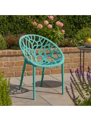 Vista ambientata Sedia poltroncina in polipropilene colore Verde Salvia moderna design impilabile modello Jungle Totò Piccinni