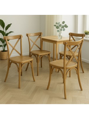 Vista ambientata Set 4 Sedie in Kit in polipropilene effetto legno colore Naturale modello Cross Totò Piccinni