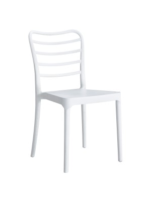 Vista diagonale Sedia da esterno in Polipropilene colore Bianco design impilabile modello Arco Totò Piccinni