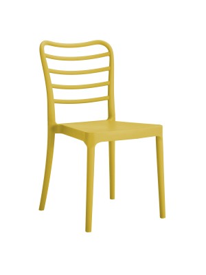 Vista diagonale Sedia da esterno in Polipropilene colore Giallo design impilabile modello Arco Totò Piccinni