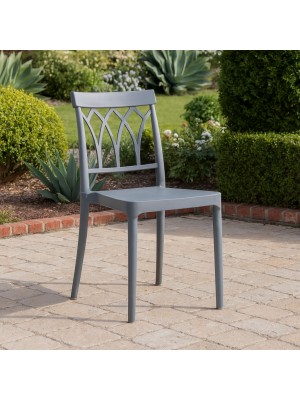 Vista ambientata Sedia in Polipropilene colore Grigio design impilabile modello Castle Totò Piccinni