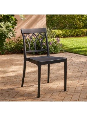 Vista ambientata Sedia in Polipropilene colore Nero design impilabile modello Castle Totò Piccinni