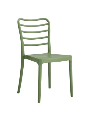 Vista diagonale Sedia da esterno in Polipropilene colore Verde design impilabile modello Arco Totò Piccinni