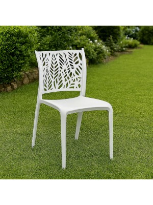 Vista ambientata Sedia Giardino in Polipropilene colore Bianco senza braccioli modello Spring Totò Piccinni