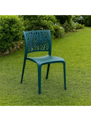 Vista ambientata Sedia Giardino in Polipropilene colore Petrolio senza braccioli modello Spring Totò Piccinni