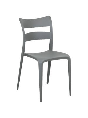 Sedia in Polipropilene colore Grigio design moderno ed impilabile modello Onda Totò Piccinni