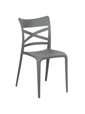 Sedia da esterno in polipropilene in fibra di vetro colore Grigio Metal made in italy modello Scotland Totò Piccinni