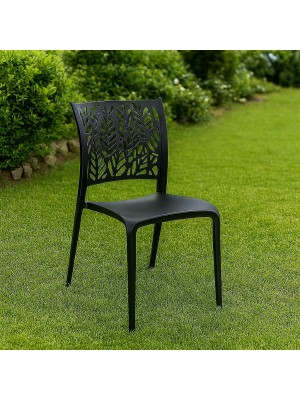 Vista ambientata Sedia Giardino in Polipropilene colore Nero senza braccioli modello Spring Totò Piccinni