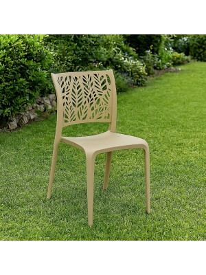 Vista ambientata Sedia Giardino in Polipropilene colore Sabbia senza braccioli modello Spring Totò Piccinni