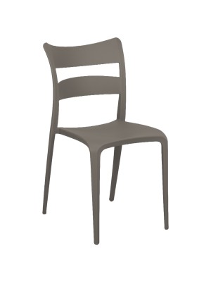 Sedia in Polipropilene colore Tortora design moderno ed impilabile modello Onda Totò Piccinni