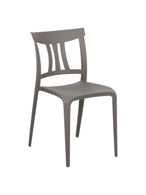 Sedia in Polipropilene colore Tortora design moderno ed impilabile modello Silvy Totò Piccinni