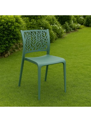 Vista ambientata Sedia Giardino in Polipropilene colore Verde Salvia senza braccioli modello Spring Totò Piccinni