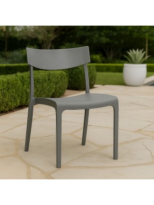 Vista ambientata Sedia da giardino in Polipropilene colore Grigio design impilabile modello Provence Totò Piccinni