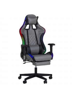 Sedia Gaming REMBOGAME con led Rgb integrati Ergonomica (Grigio)