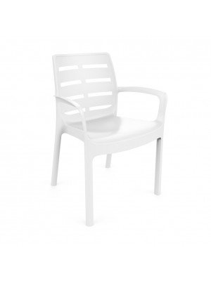 Sedia in Polipropilene colore Bianco design impilabile con braccioli modello Borneo Totò Piccinni