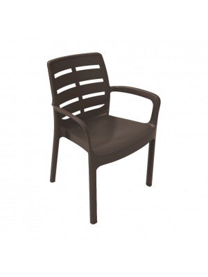 Sedia in Polipropilene colore Marrone design impilabile con braccioli modello Borneo Totò Piccinni