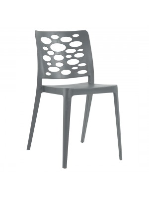 Sedia in Polipropilene in fibra di vetro colore Antracite design impilabile per esterno modello Bloom Totò Piccinni