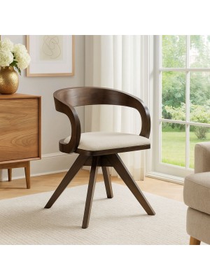 Vista ambientata Sedia da salotto in legno colore Beige girevole modello Adda Totò Piccinni