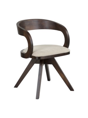 Vista diagonale Sedia da salotto in legno colore Beige girevole modello Adda Totò Piccinni