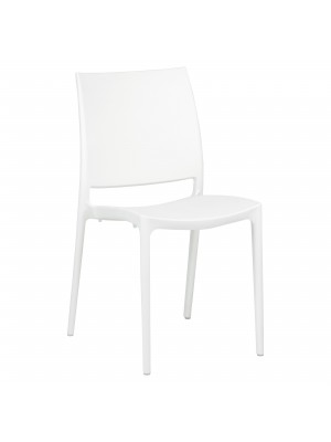 Sedia in Polipropilene Design Impilabile, per interno esterno, colore Bianco. Totò Piccinni - Vista Obliqua