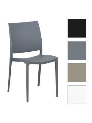 Sedia in Polipropilene Design Impilabile, per interno esterno, colorate Nero, Grigio, Tortora, Bianco. Totò Piccinni - Vista Obliqua