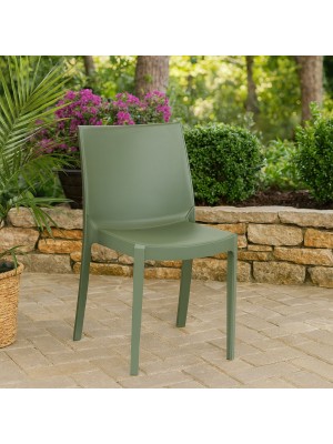Vista ambientata Sedia in Polipropilene colore Verde design impilabile made in italy modello Perla Totò Piccinni