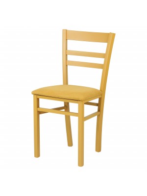 Sedia in legno colore Giallo Mango con seduta in Similpelle modello Cromatica Totò Piccinni