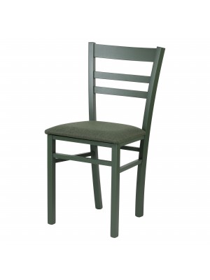 Sedia in legno colore Verde con seduta in Similpelle modello Cromatica Totò Piccinni