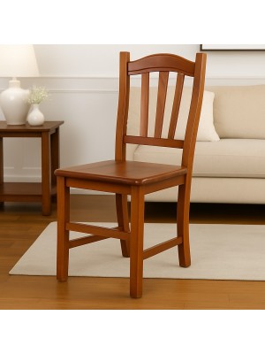 Vista ambientata di una sedia legno paesana Silvana artigianale colore Ciliegio Totò Piccinni