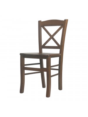 Vista diagonale di una sedia legno Clayton artigianale colore Noce Totò Piccinni