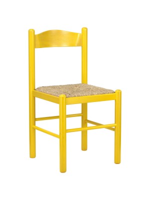 Sedia Classica Pisa seduta in paglia in Legno di Faggio, Versione Alta qualità (Giallo)