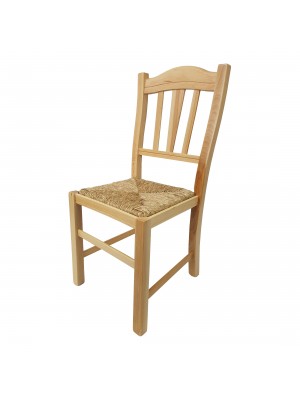 Vista diagonale di una sedia legno paesana Silvana artigianale colore naturale Totò Piccinni